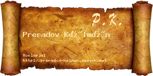 Preradov Kálmán névjegykártya